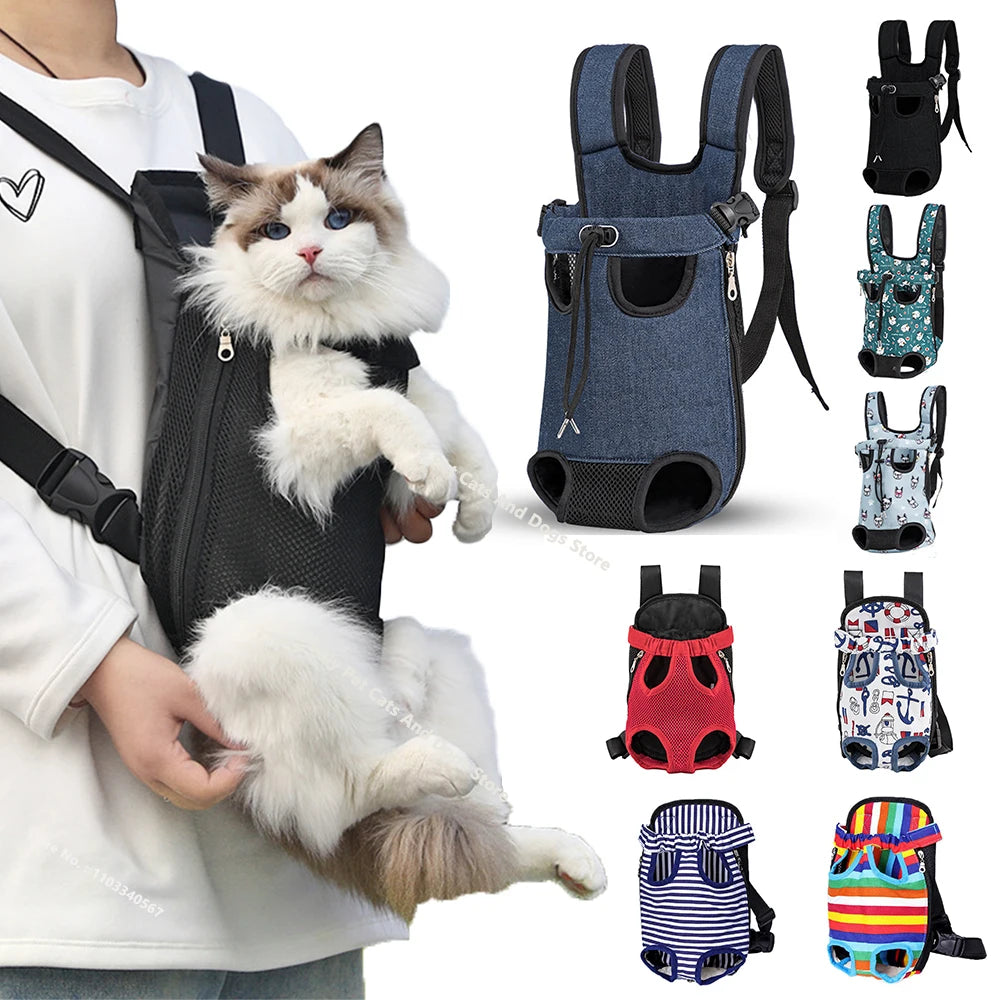 Adjustable Cat Dog Carrier Bags Pet Double Shoulder Backpack Portable Chest Strap Bag