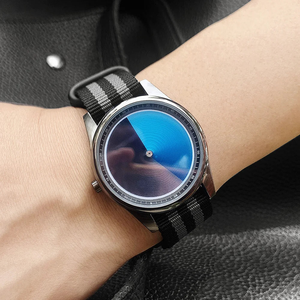 wristwatch canvas  creative design Mysterious Gradient Blue fashion quartz clock men watch