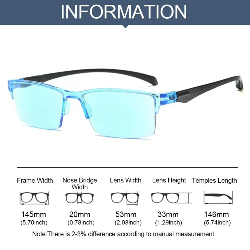 New Anti Blue Ray Reading Glasses Smart Automatic Zoom Reading Glasses Autofocus Power +1.0(100) ~ +7.0(700) Half-Rim Unisex - Hiron Store