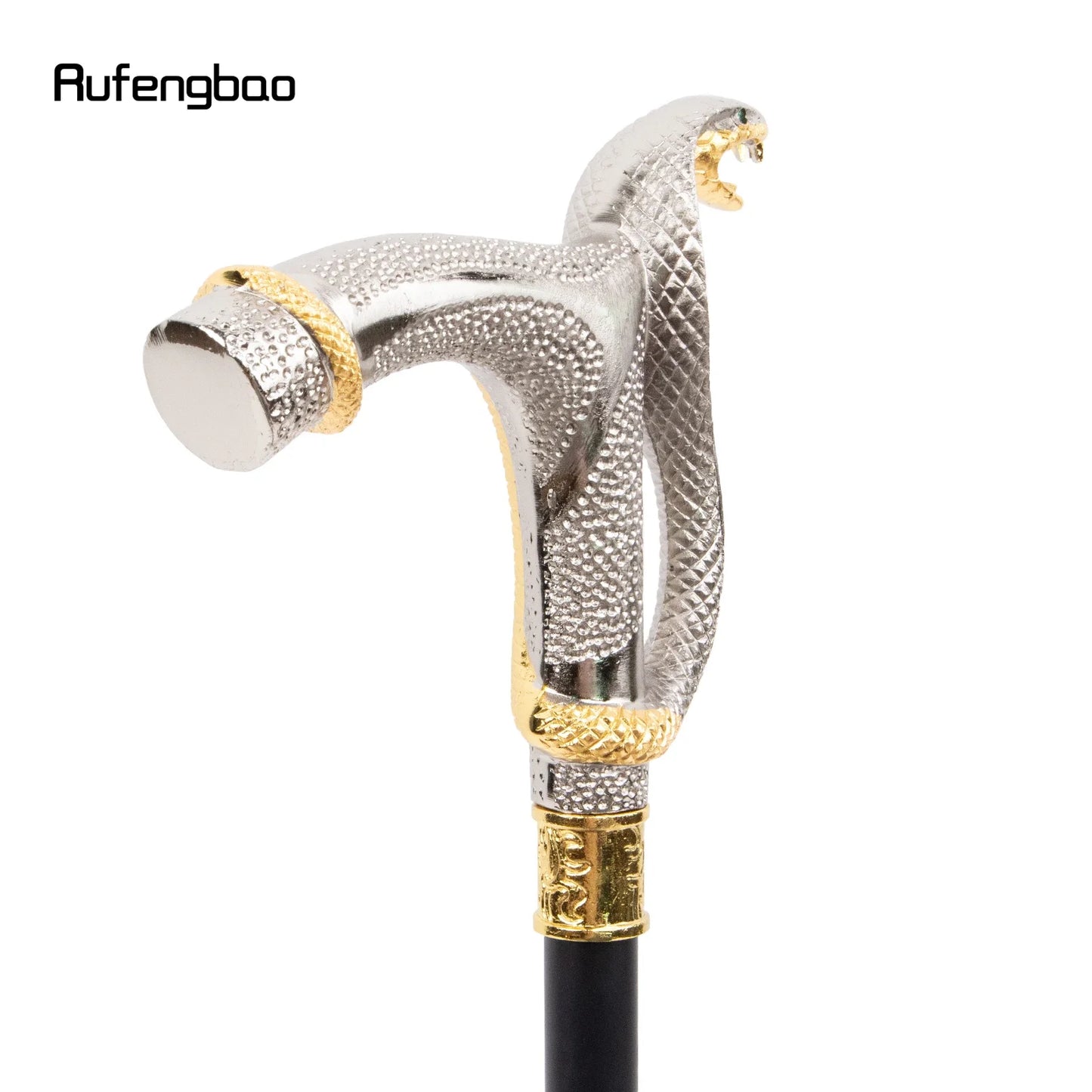 White Golden Cobra Head Fashion Walking Stick Decorative Walking Stick Fashionable Walking Cane Crosier 93cm