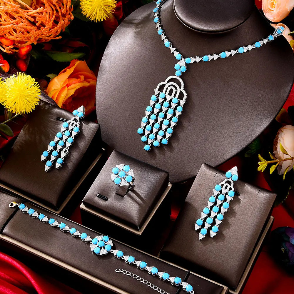 Dubai Bridal Jewelry Set For Women Wedding Party Nigerian African Necklace Earring Set