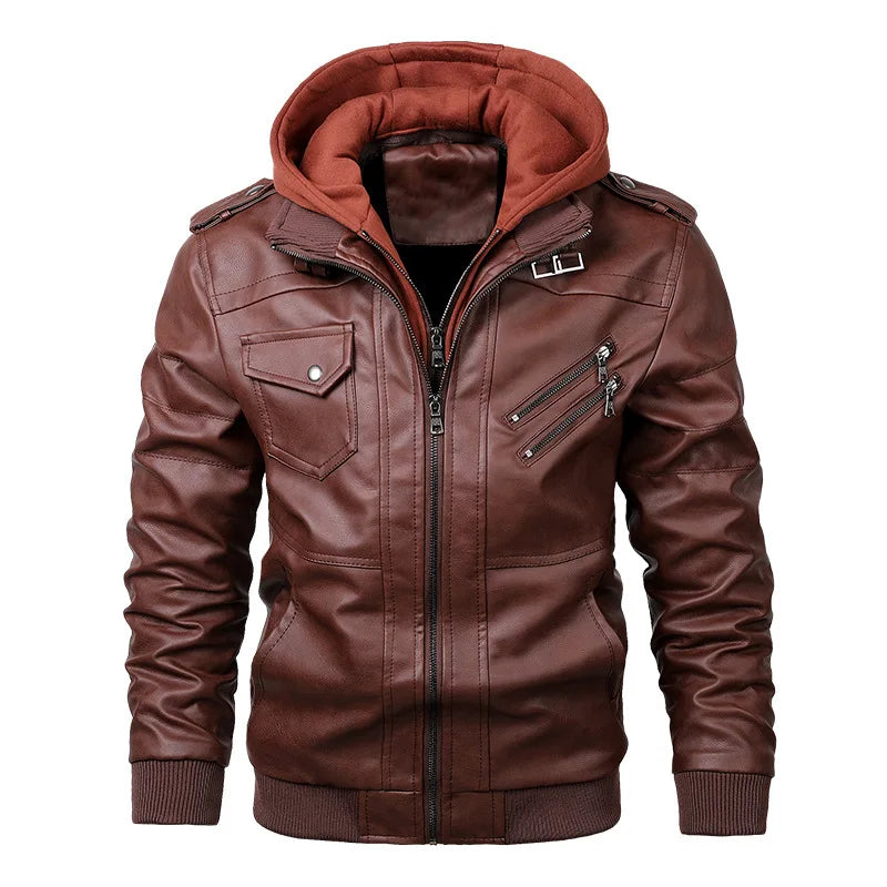 Men's Leather Jackets Motorcycle PU Jacket Biker Leathers Coats Clothing