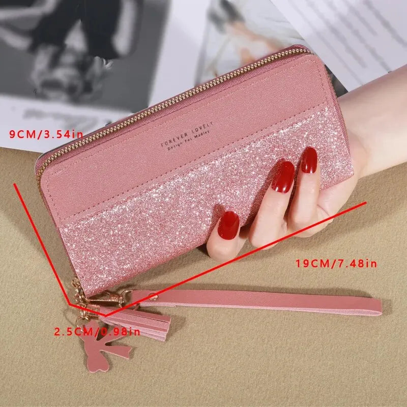 Fashion Zipper Wallet Ladies Long Wallet Tote Bag Coin Card Holder PU Leather Wallet Wallet - Hiron Store
