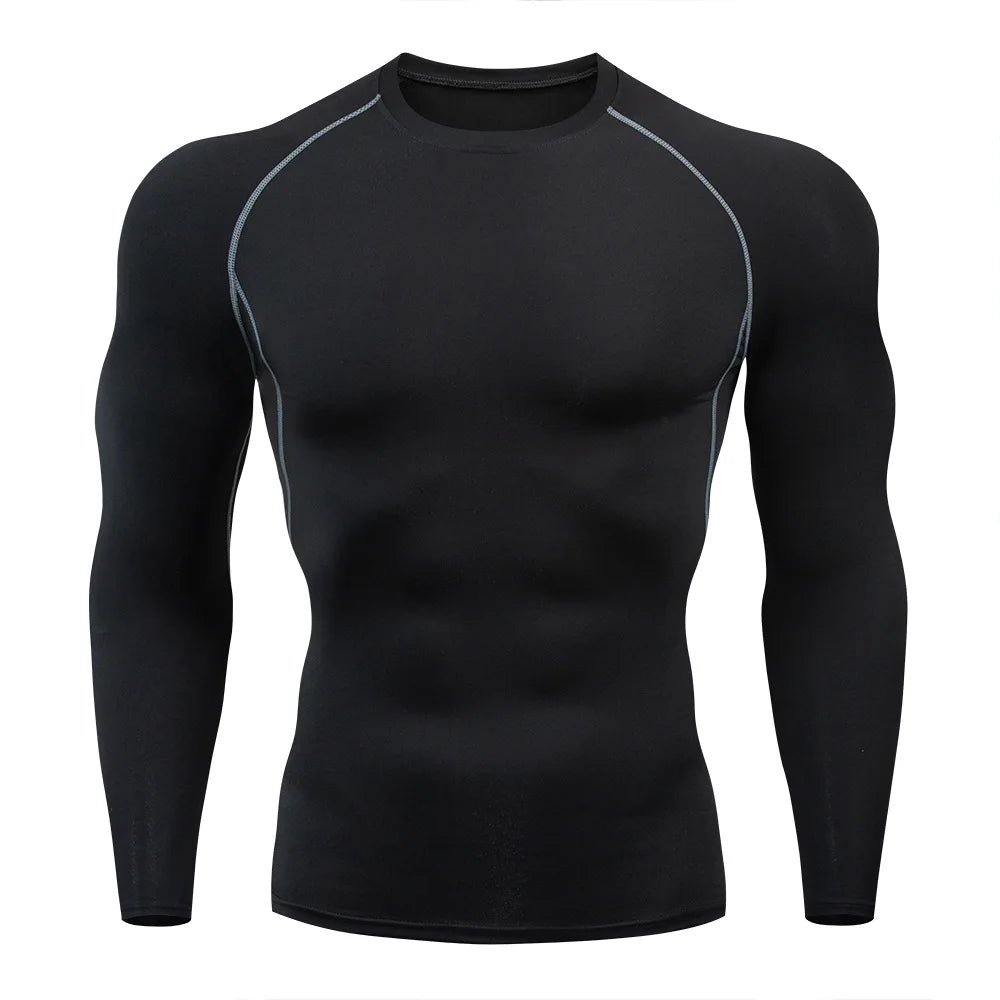 Men's T-shirt Men Running Sport T Shirt Men Compression Fitness Tops Tee Quick DryTight Training Gym Sport Running Shirts Jersey - Hiron Store