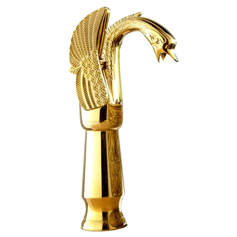 Basin Faucets New Design Swan Faucet Gold Plated Wash Basin Luxury Copper Tap hot and cold Taps