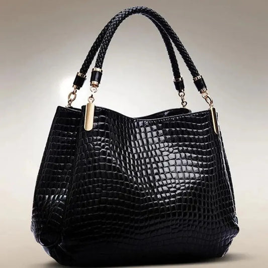 Women's Bag Large Capacity Tote Daily Commute Shoulder Bags Crocodile Print Bright Face Handbag