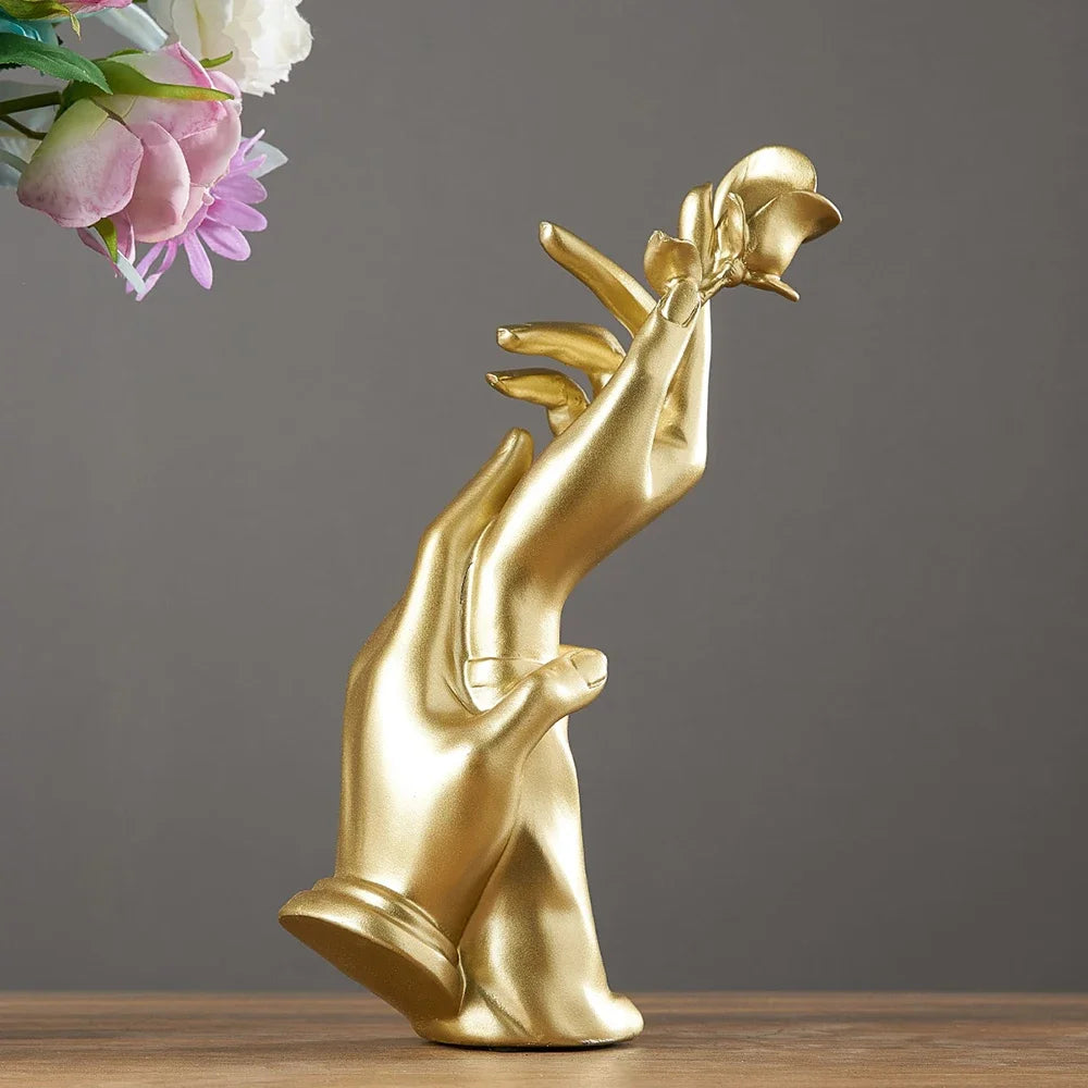 Abstract Golden Sculpture Creative Hand Statue  Home Decoration  Accessories Gifts