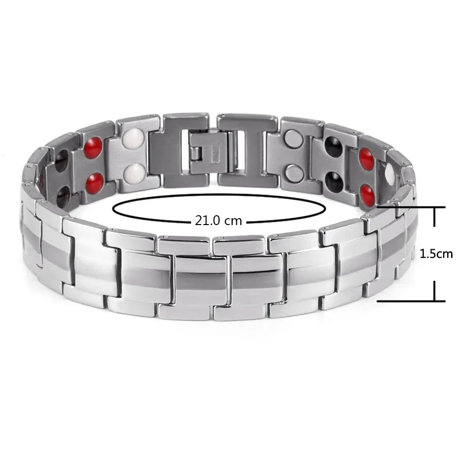 Rainso Health Care Stainless Steel Bracelet With Magnetic Men's Bracelet Viking 4in1 Elements Therapy Sleep Aid Chain Jewelry - Hiron Store