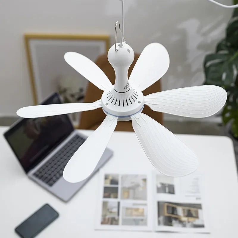 Silent 6 Leaves USB Powered Ceiling Canopy Fan with Remote Control Timing 4 Speed Hanging Fan