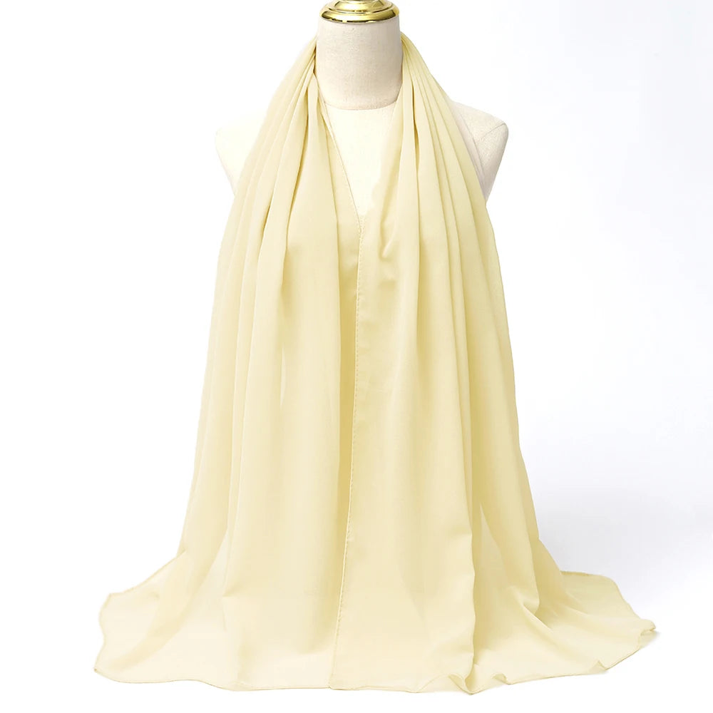 Muslim Chiffon hijab Scarf Long Solid Color Head Wrap Women's Hijabs & Scarves Jersey Hijab Veil