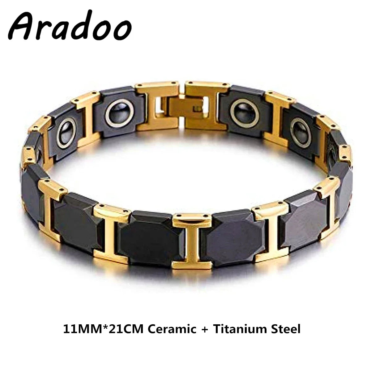 Blue Ceramic Titanium Steel Bracelets Hematite Magnetic Strap Buckle Design Power Wristband for Women Men