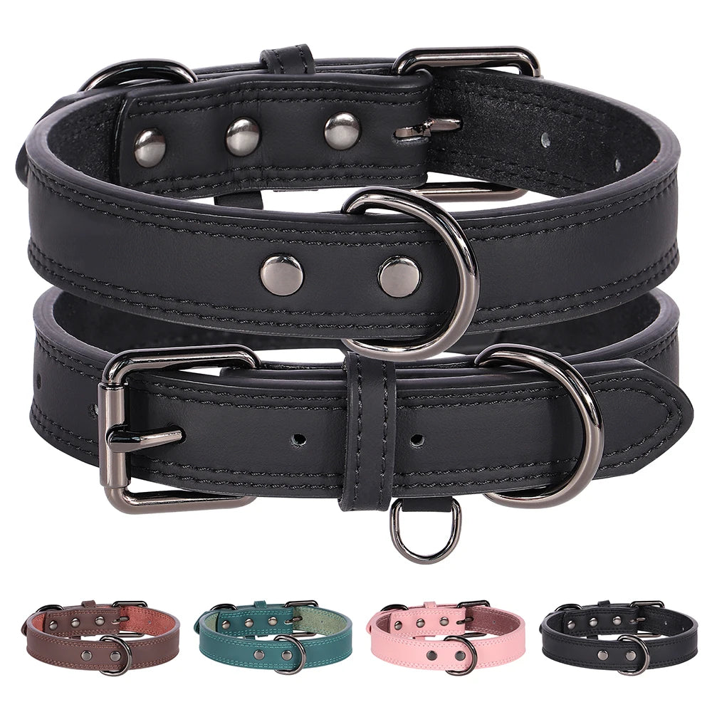 Leather Dog Collar Durable  Collars Necklace Adjustable Necalaces for Small Medium Large Dogs French Bulldog  Pitbull