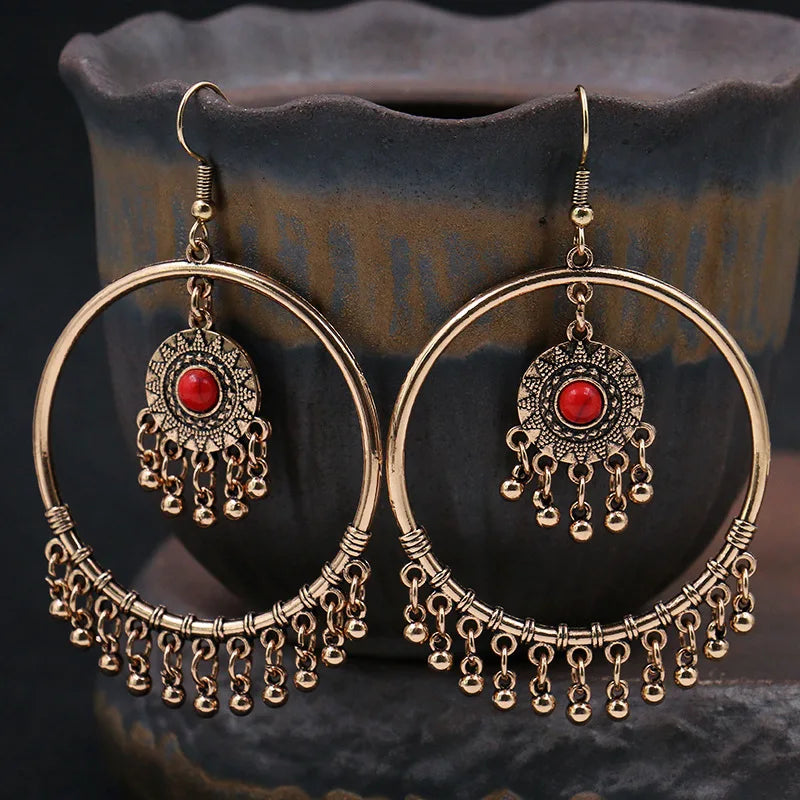 Dangle Earrings Big Round Hoop Geometric Earrings