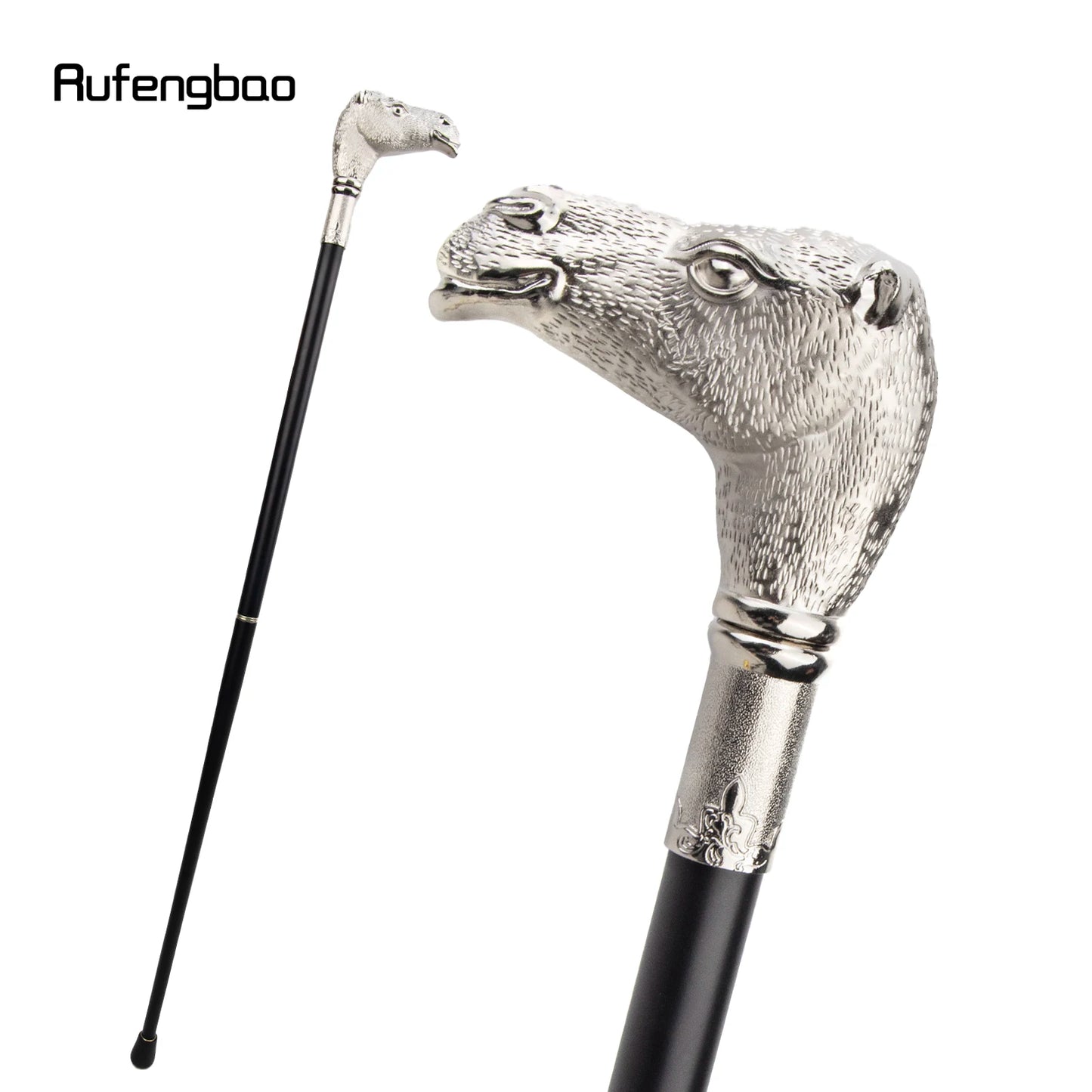 Silver Camel Head Walking Cane Fashion Walking Stick Gentleman Luxury Crosier Walking Stick 93cm