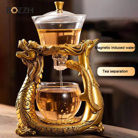 Dragon Glass Teapot Magnetic Diversion Rotating Cover Bowl Water Tea Cup Pure Oolong Drink Tea