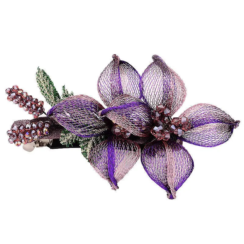 Fashion Copper Wire Woven Flower Hairpin Hair Accessories for Women Retro Elegant Back Spoon Spring Clip Headwear Girl Jewelry - Hiron Store