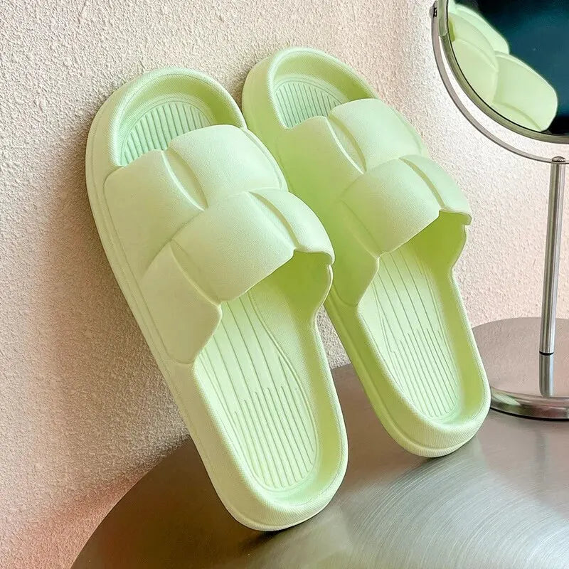 1PC Thick Flat Bottom Bathroom Home Slippers Fashion Soft Sole EVA Indoor Lady Sandals 2023 Summer Non Slip Flip Flops - Hiron Store