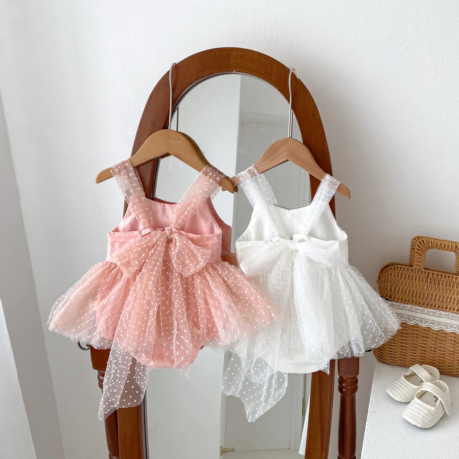 Newborn Jumpsuit Baby Girls Romper White Pink Princess Dress 0-2yrs