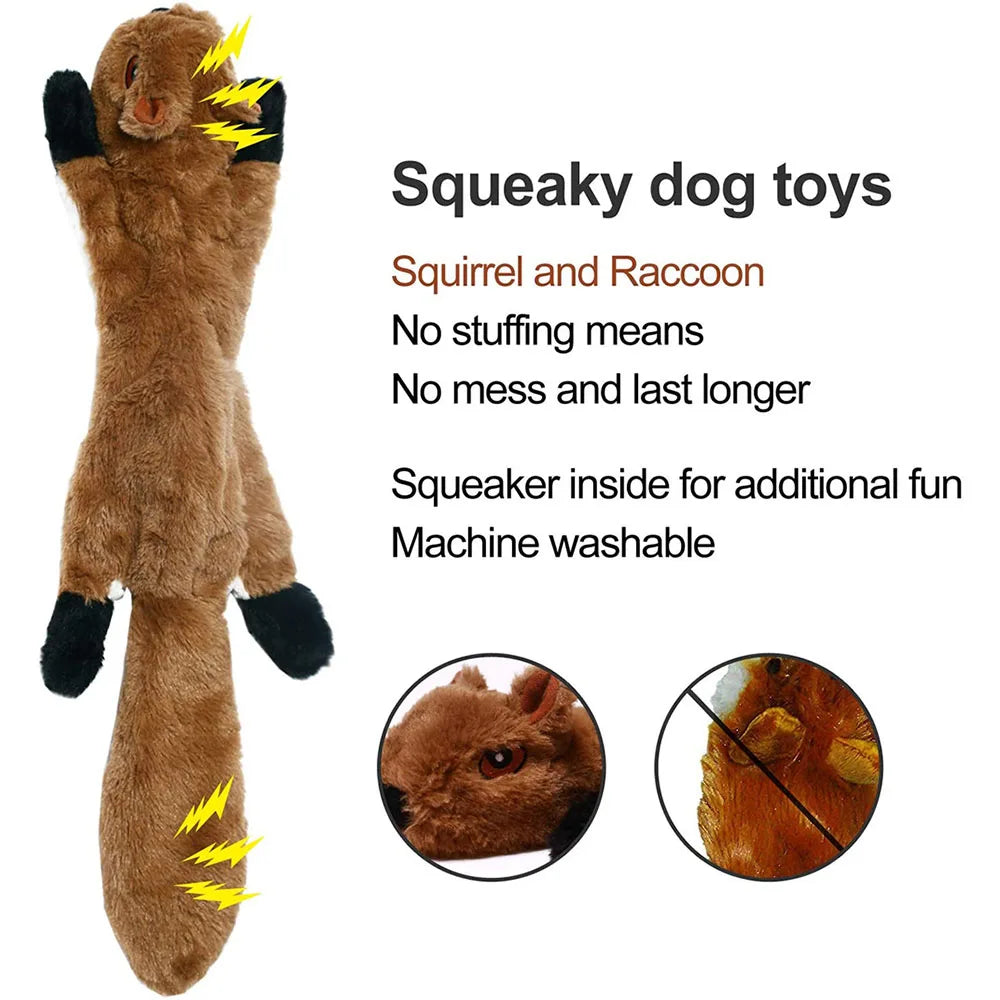 Funny Simulated Animal No Stuffing Dog Toy with Squeakers Durable Stuffingless Plush Squeaky Dog Chew Toy Crinkle Pet Squeak Toy - Hiron Store