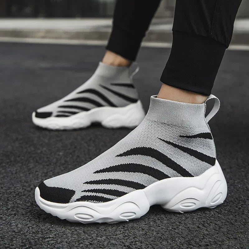 Men Women's Socks Boots High Top Casual Sneakers Shoes Mesh Breathable Walking Shoes