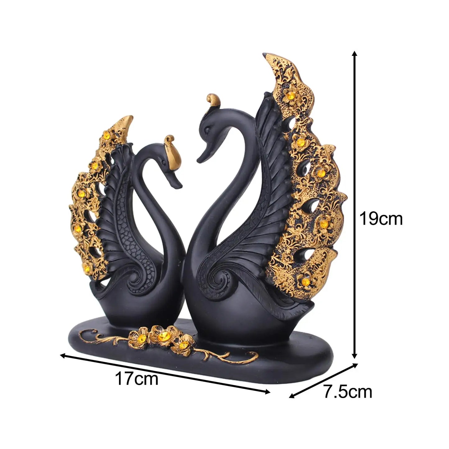 Swan Couple Figurine Realistic Simple Decorative Art European Swan Sculpture Décor for Indoor Home Entrance Cabinet Desktop