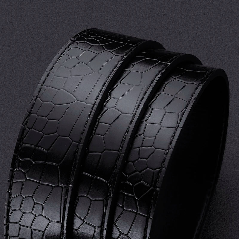 High-end And Atmospheric Men's Automatic Buckle Crocodile Pattern Belt New Men's Casual Wear Belt Fashion Youth Business Belt
