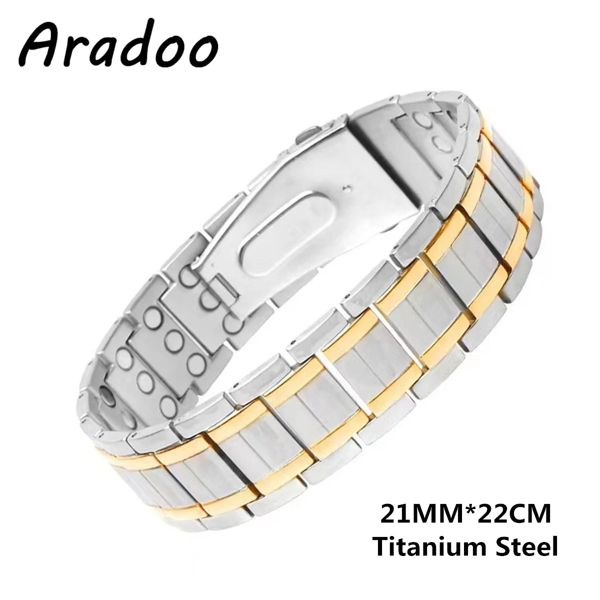 Men's Titanium Steel Magnetic Energy Bracelet Negative Ion Anti-fatigue Strap Bracelets