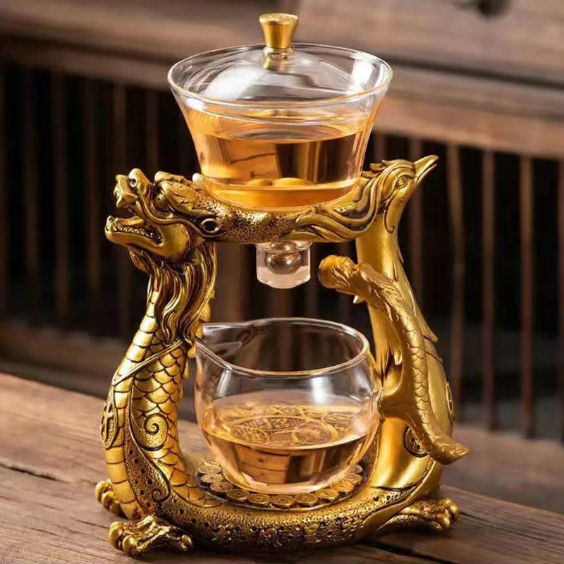 Dragon Glass Teapot Magnetic Diversion Rotating Cover Bowl Water Tea Cup Pure Oolong Drink Tea