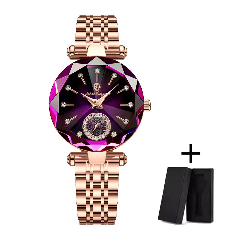POEDAGAR Watch for Women Luxury Jewelry Design Rose Gold Steel Quartz Wristwatches Waterproof Fashion Swiss Brand Ladies Watches - Hiron Store