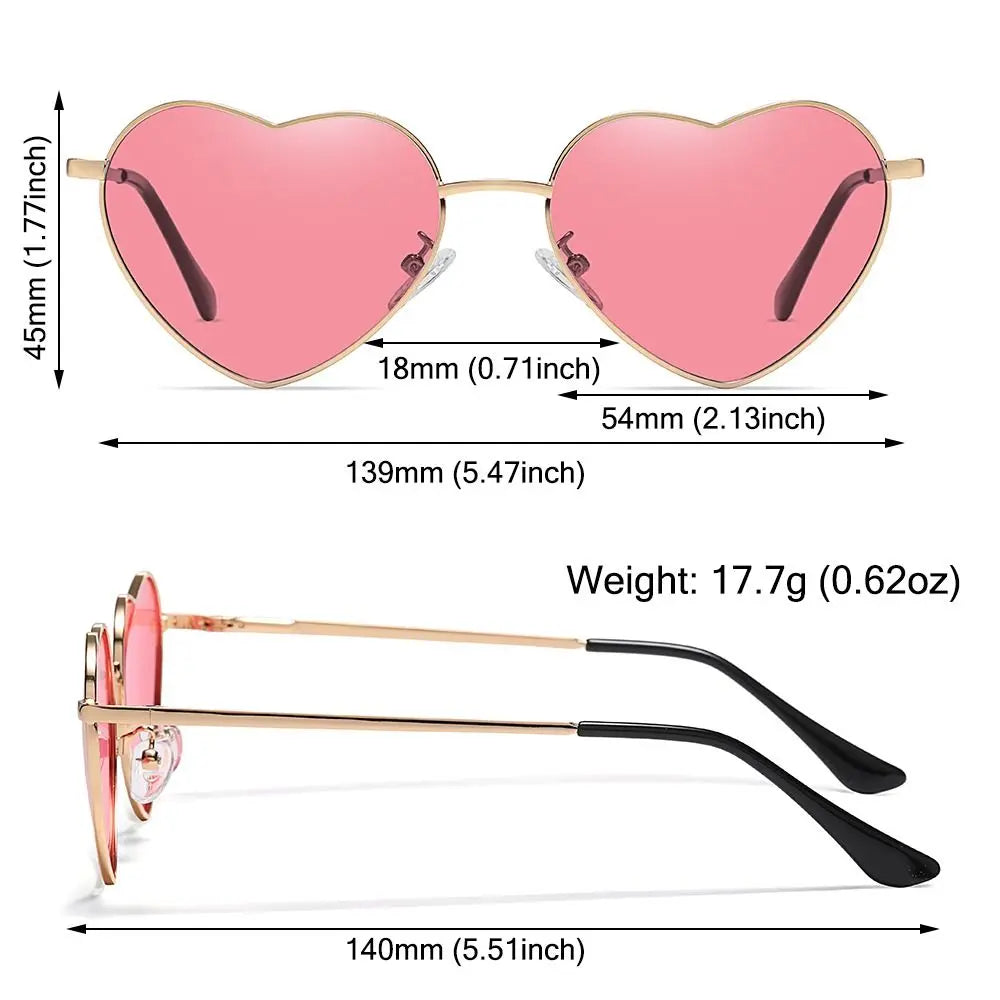 Heart-Shaped Sunglasses Heart Sun Glasses Shades Vintage Glasses Protection Metal Frame Sunglasses