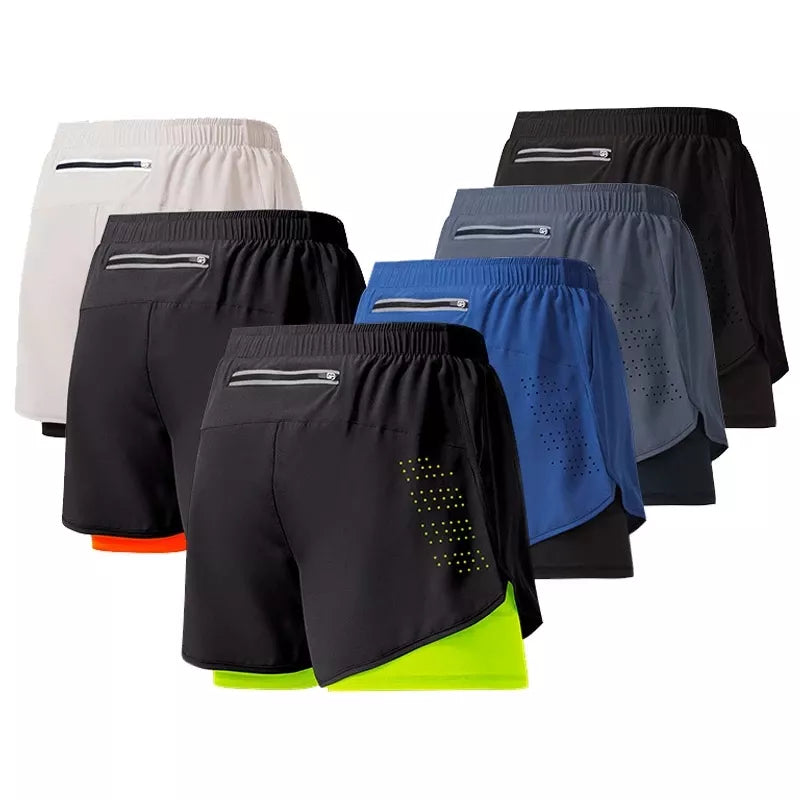 Men's Running Shorts Fitness Double Layer Shorts Men Bodybuilding Short Pants