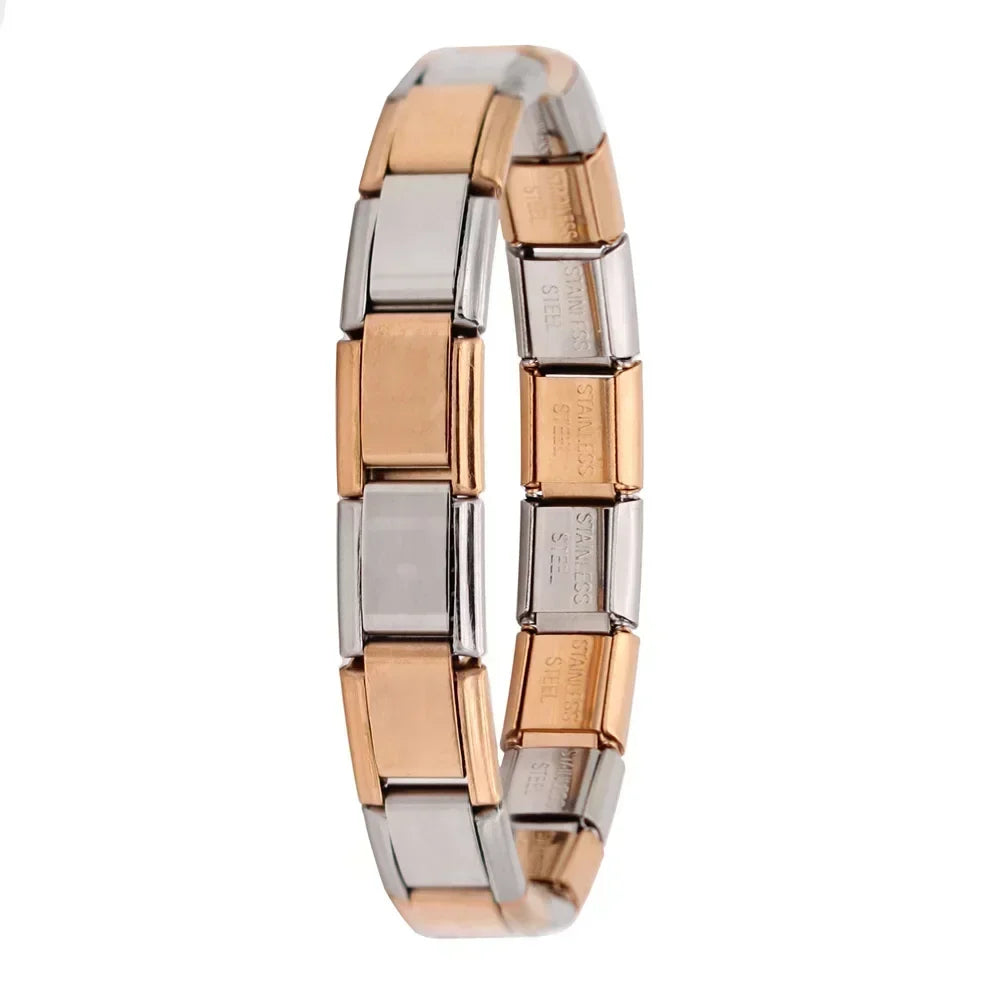 Hapiship New Women's Jewelry 9mm Width Itanlian Elastic Charm  Bracelet Fashion Stainless Steel Bangle