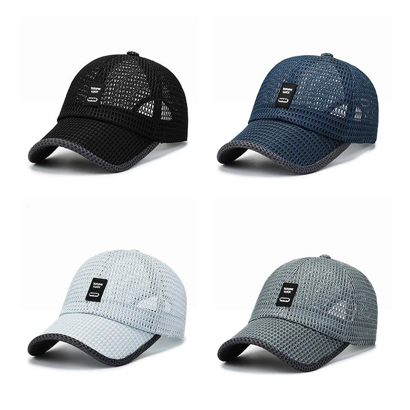 Summer Men's Outdoor Sun Hat Quick-Drying Breathable Mesh Cap Large Brim Duck Tongue Baseball Cap