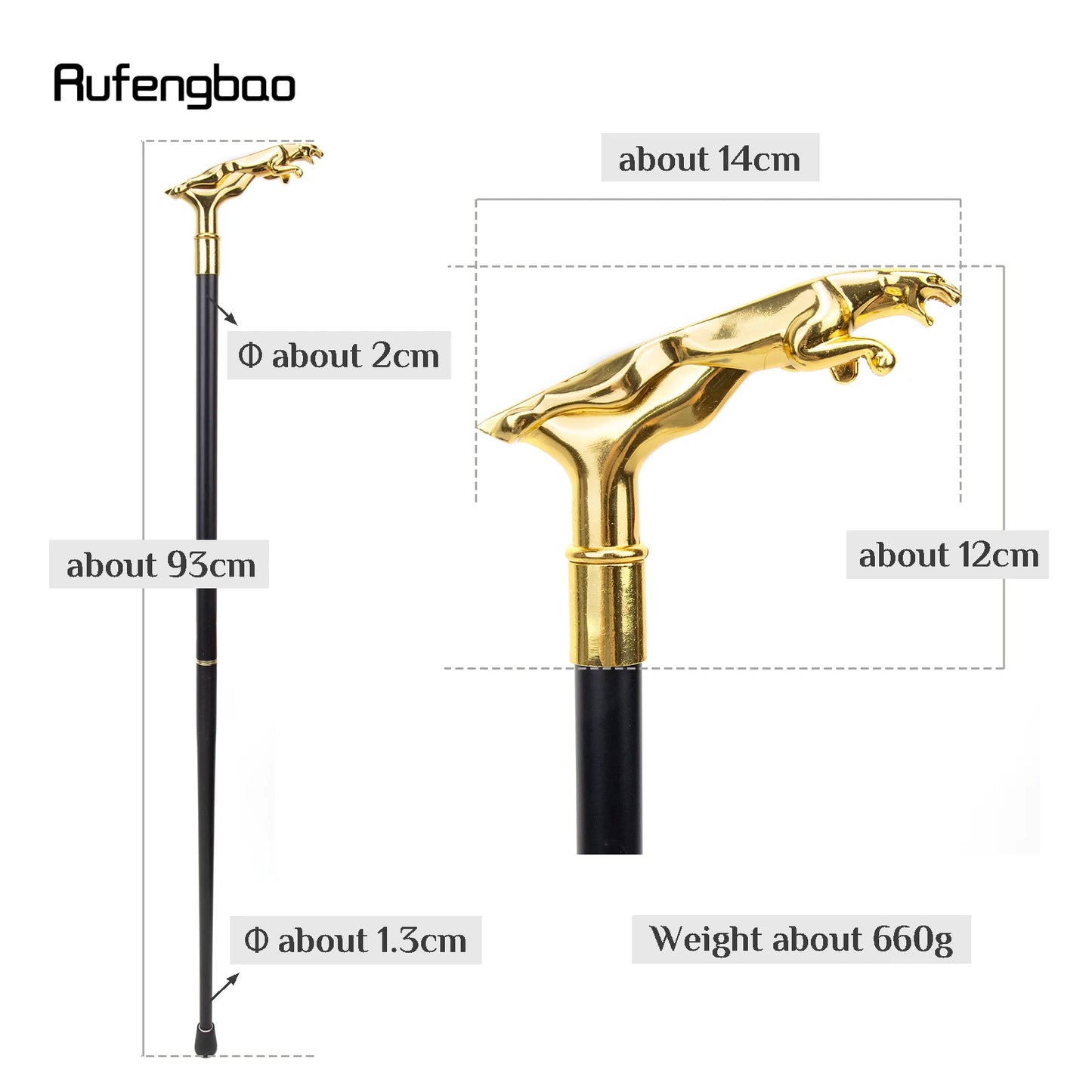 Gold Luxury Leopard Handle Walking Stick with Hidden Plate Self Defense Fashion Cane Plate Cosplay Crosier Stick 93cm