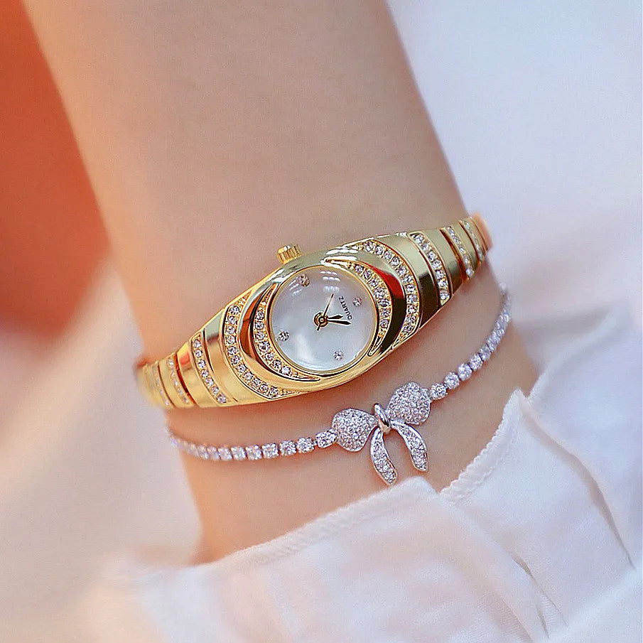 Ladies Quartz Wrist Watches Dress Watch Women Crystal Diamond Watches Gold Silver Clock Women Montre Femme - Hiron Store