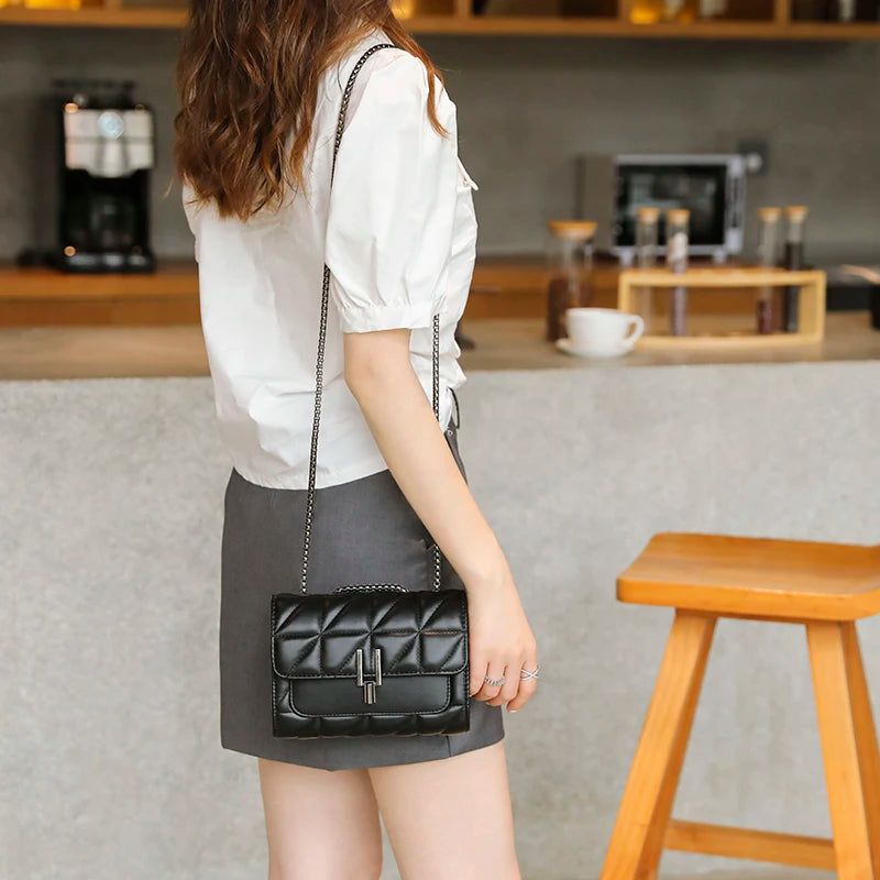 Lingge bag, chain bag, diagonal cross style crossbody bag for women