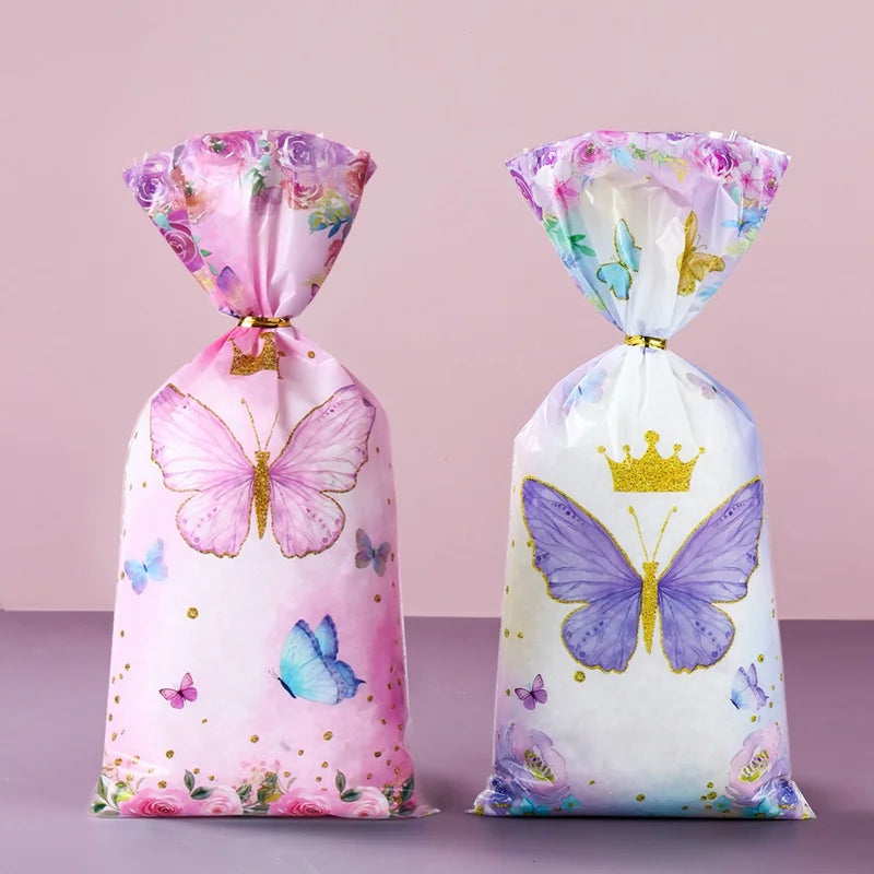 25/50/100pcs Candy Bags Gift Packing Bags Biscuit Butterfly Birthday Party Decorations Gift Candy Bag Baby Shower Party Supplies - Hiron Store