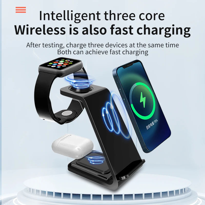 30W 3 in 1 Wireless Charger Stand for iPhone 15 14 13 12 11 X XR Apple Watch 6 7 8 iWatch Airpods Pro Fast Charging Dock Station - Hiron Store