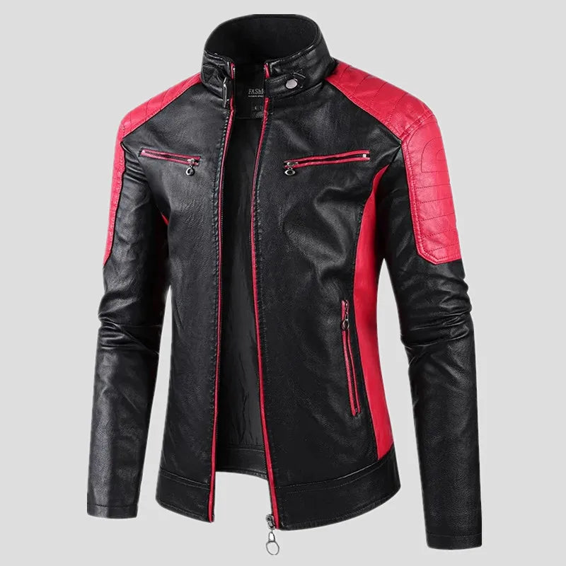 Men Zipper Jacket High Quality Male Jacket Multi Pocket Casual Motorcycle  PU Leather Jackets