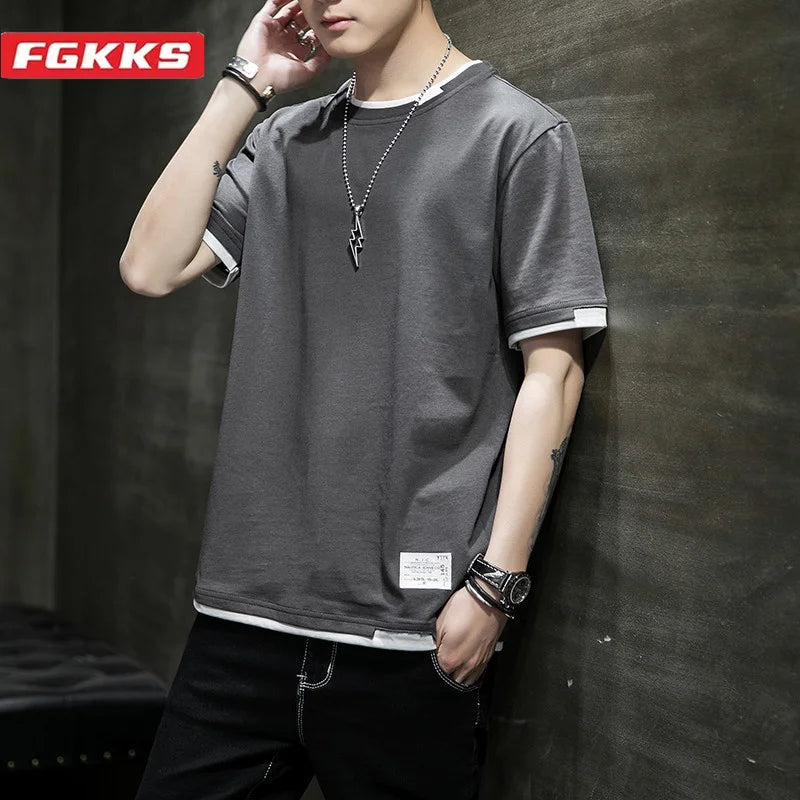 FGKKS 2024 Casual T-shirt For Men Pure Cotton Breathable Fashion Short Sleeve High Quality Design Casual T-shirt For Men - Hiron Store