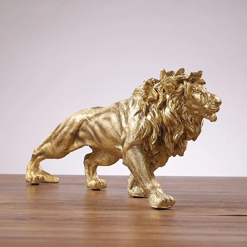 Golden Lion King Resin Ornament Home Office Decoration Accessories Ornament