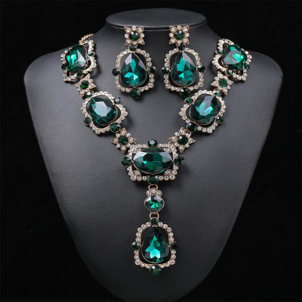 Statement Jewellery Ladies Crystal Rhinestone Earrings and Choker Necklace Set