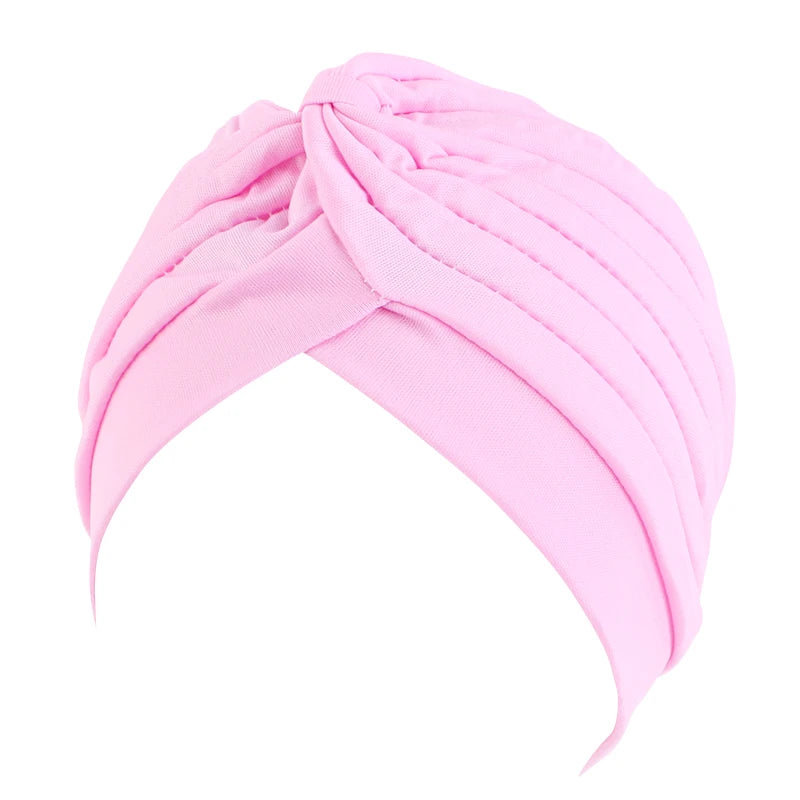 New Flower Decoration Turban, Solid Color Women's Head Wrap, Fashion Headwear, Bandana Cap