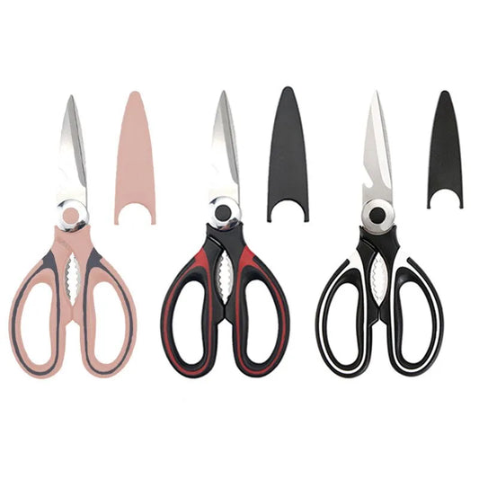 Stainless Steel Kitchen Scissors Multifunctional Household Chicken Bone Scissors With Lid Can Be Opened To Clip Walnuts - Hiron Store