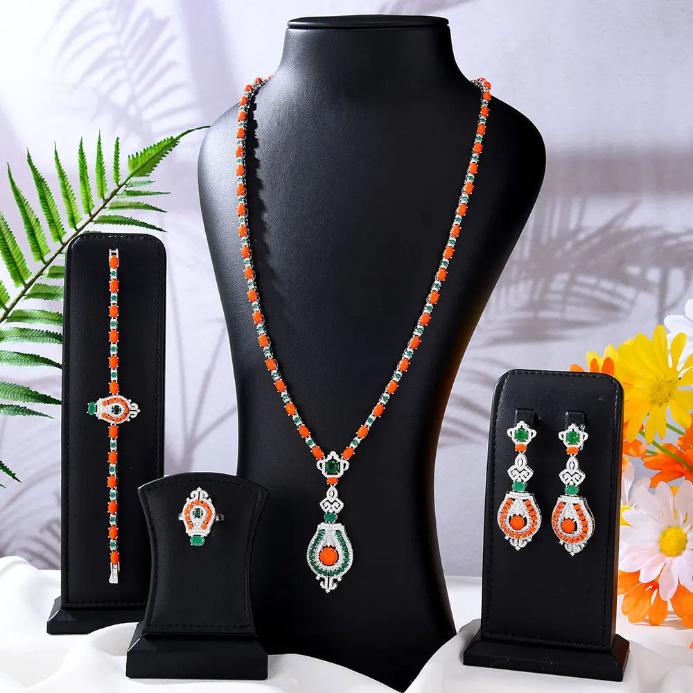 Dubai Bridal Jewelry Set For Women Wedding Party Nigerian African Necklace Earring Set