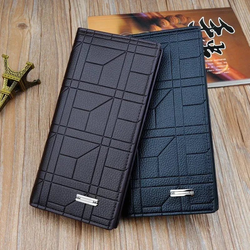 Men's Wallets Long Money Clip Fashion Embossed Vertical Open Suit Bag Plus Soft Wallet