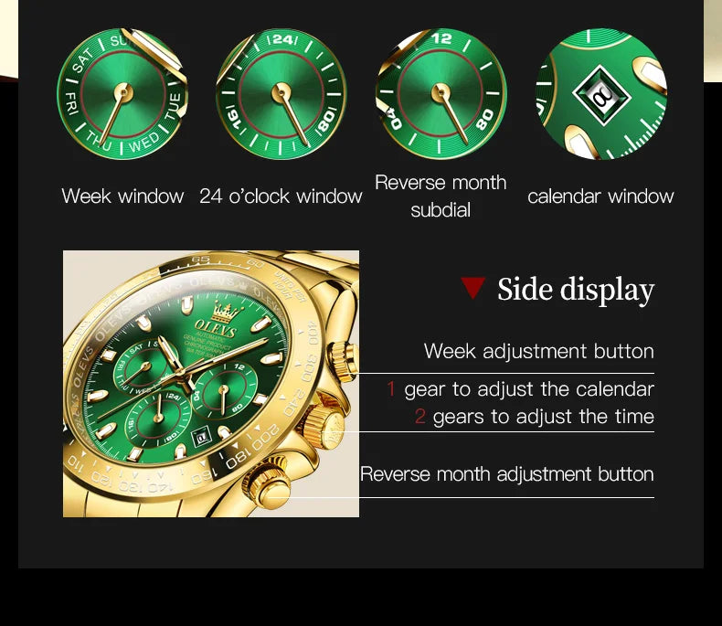 Men's Watches Calendar Week Display Luminous Waterproof TOP Brand Business Automatic Wristwatch