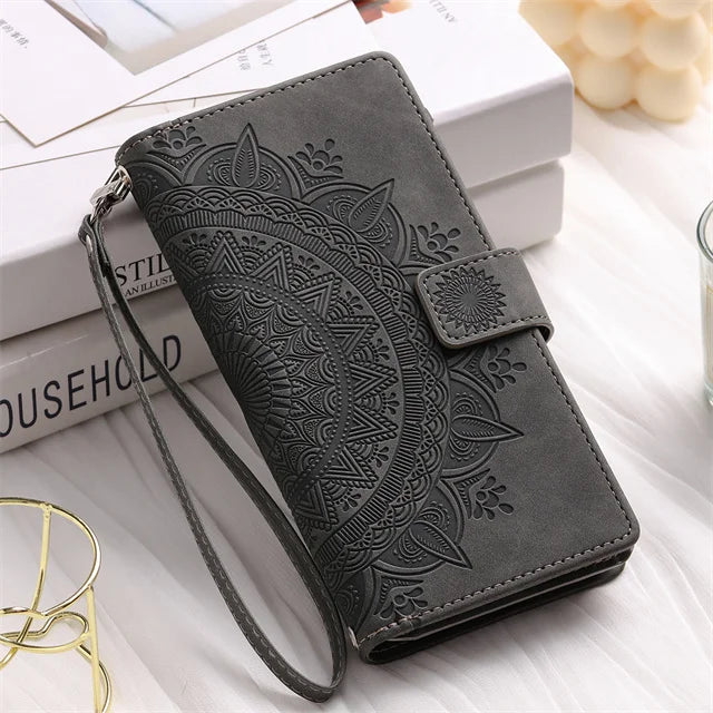 Leather Flip Case For Samsung Galaxy S25 S23 S24 Ultra S22 S21 Plus S20 FE S10 + Note 20 10 9 8 Card Wallet Embossing Phone Bag