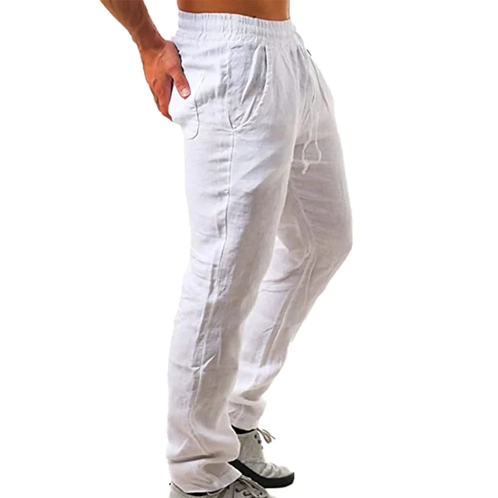 Summer Men's Linen Pants Breathable Solid Colour Comfortable Pants