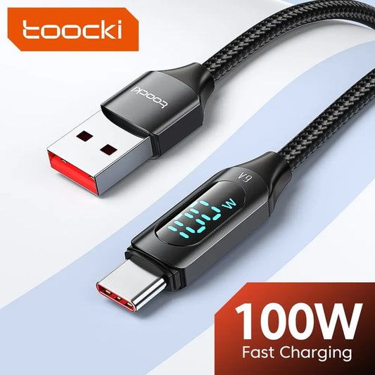 Toocki 100W USB Type C Cable For Huawei Honor Xiaomi Samsung Super Charge Fast Charging USB C Charger Data Cable Wire Cord 1m 2m - Hiron Store